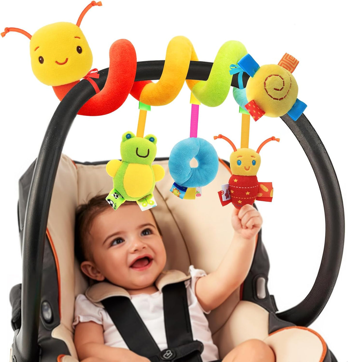 Spiral Baby Sensory Plush Hanging Toy for Car Seats, Strollers & Cribs