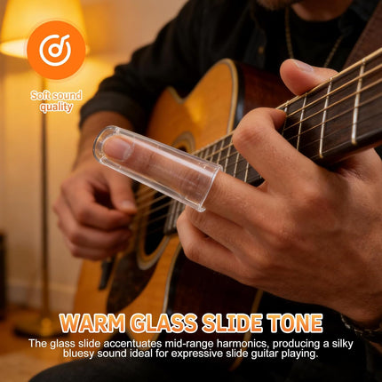 Guitar Slide Set – 2-Piece Glass & Stainless Steel Slide for Guitar & Bass, Medium Tone Bar, Smooth Sustain and Clear Slide Sound