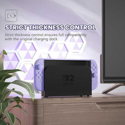 PlayVital Protective Case for Nintendo Switch 2 - Cute Dockable Hard Case Shell for Switch 2 with Thumb Grip & Sticker & Button Caps, Anti-Scratch & Shockproof Cover Skin - Light Violet