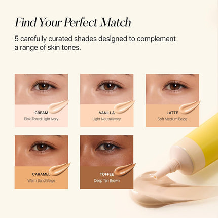 shaishaishai BANANA PDRN Conceal - Hydrating Under Eye Cream & Dark Circle Coverage, Advanced Formula with PDRN + Ectoin, Non-Sticky, Korean Skincare, 0.52 oz (Latte)