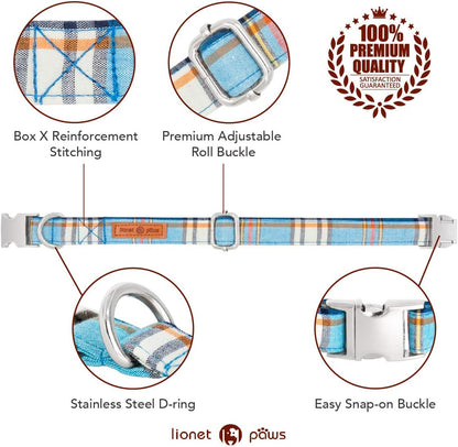 Boy Dog Collar with Blue Plaid Bowtie, Small - photo 3