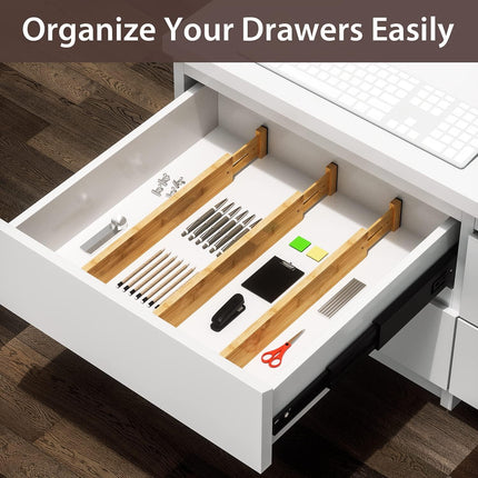 Adjustable Bamboo Drawer Dividers — 4 Pack, 17-22 in, Expandable