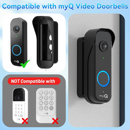 Doorbell Mount for myQ Video Doorbell Camera, Adjustable Left/Right Viewing Angle(40 to 140), Weatherproof Mounting Bracket, Anti-Blocks Motion Sensor, Compatible with Homes, Apartments, Dorms-Black