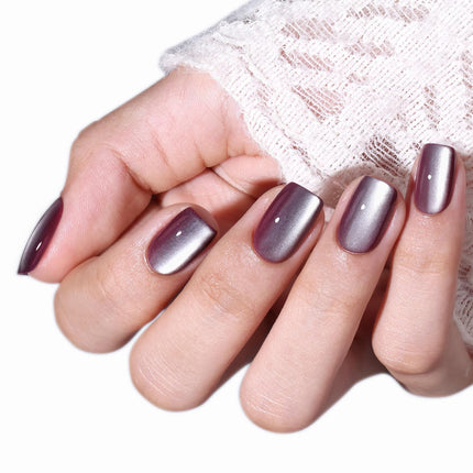 French Tip Press on Nails Short Square, Pink White Fake Nails