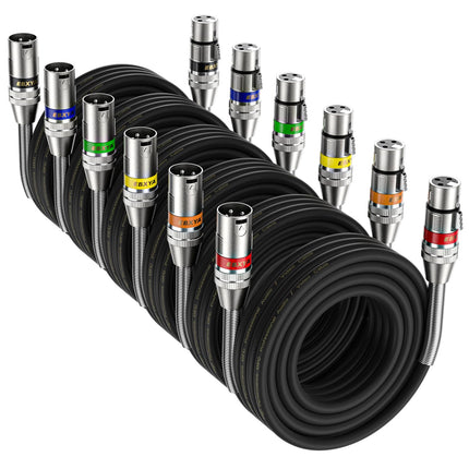 Cable XLR 25 Feet 6 Packs, cable de micrófono XLR macho a hembra
