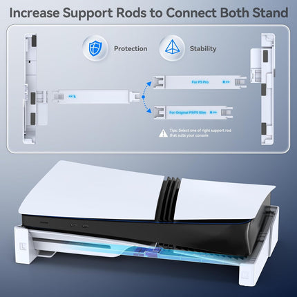 OIVO PS5/Slim/Pro Horizontal Stand for Disc & Digital Console, Stable PS5 Accessories Base Stand with Upgraded Support Rods on Bottom & Scalable Design for PlayStation 3 Skins