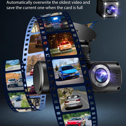 Dash Cam Front and Rear, 1080P Dash Camera for Cars, 3 Channel Car Camera Front Rear and Inside with 32GB Card, Loop Recording, Night Vision, HDR, 24Hr Parking, G-Sensor