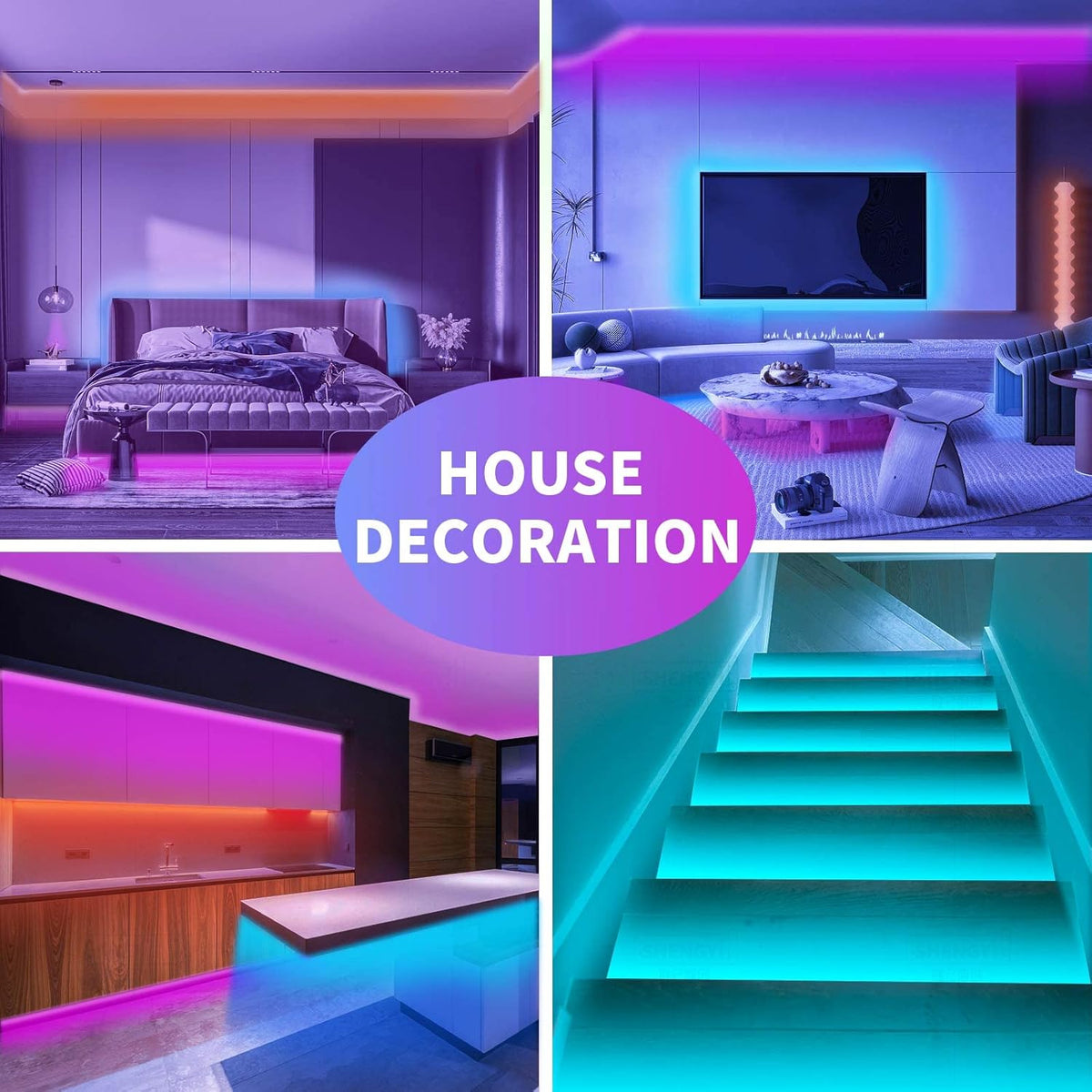 100 ft RGB LED Strip Lights with Music Sync, App Control and Remote - photo 2