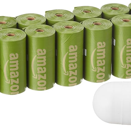 Amazon Basics Premium Leak Proof Dog Poop Bags with Dispenser and Leash Clip, Brazilian Mango Scented, 13" x 9", 270 Count (18 Rolls of 15), Easy-Tear
