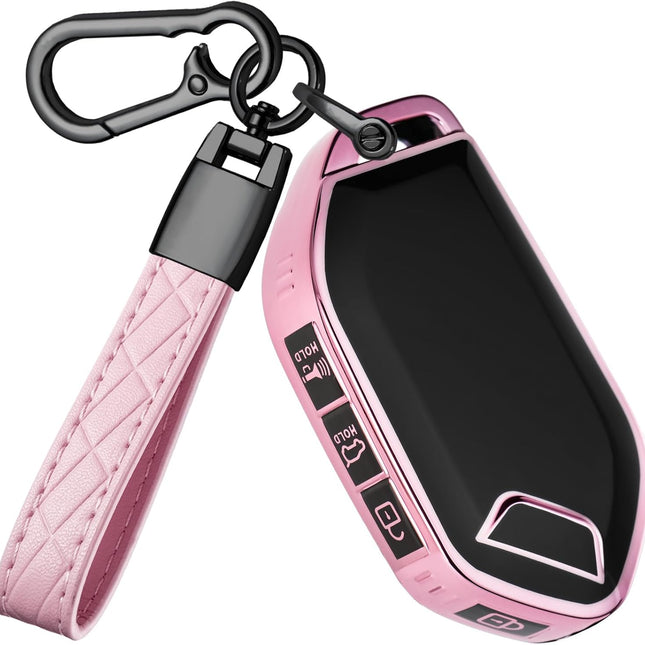Pink TPU 5-Button Key Fob Cover with Keychain