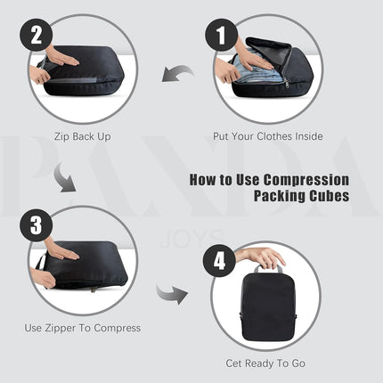 Black Compression Packing Cubes with Double Zippers - photo 2