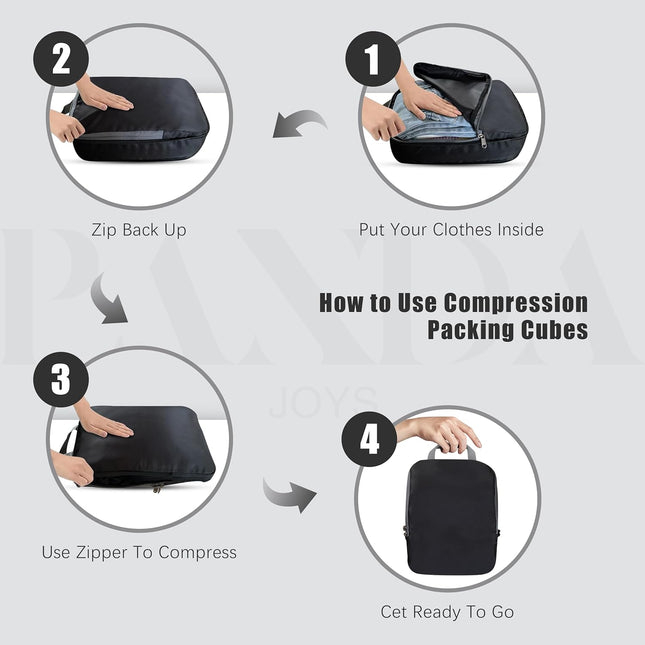 Black Compression Packing Cubes with Double Zippers - photo 2