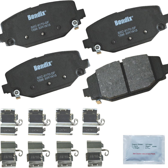 Ceramic Rear Brake Pads Set with Installation Hardware