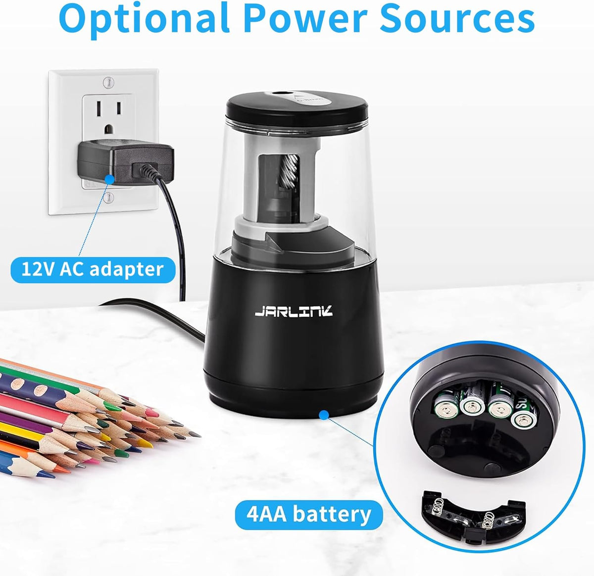 Electric Pencil Sharpener, Heavy-Duty Helical Blade to Fast Sharpen, Auto Stop for No.2/Colored - photo 5