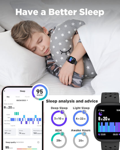 Smart Watch for Kids, 1.8" Fitness Tracker Watch Pedometer, Heart Rate, Sleep Monitor, IP68 Waterproof - photo 4