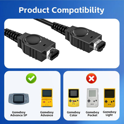 Link Cable for GBA, 2 Pack 2 Player Link Cable Connect Cord Compatible with Nintendo Gameboy Advance SP/Gameboy Advance, Perfect for Battling Friends and Family, Enjoy 2 Player Gaming Anytime 3.9ft