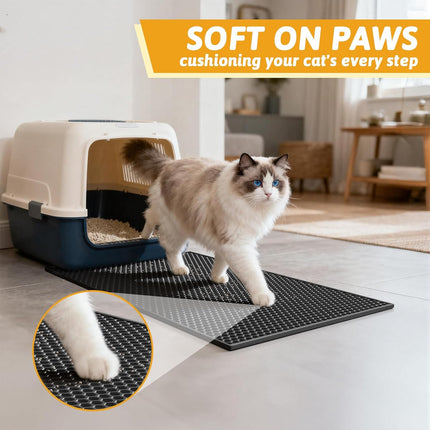 Pieviev Cat Litter Mat Double Layer Waterproof Urine Proof Trapping Mat 1 Pack (Black, 24x15 Inch (Pack of 1))