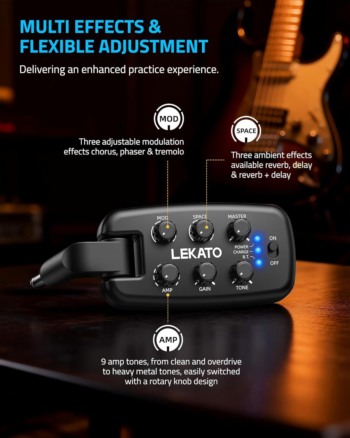 2 Guitar Headphone Amp for Electric Guitar, Bass Guitar Headphone Amplifier - photo 3