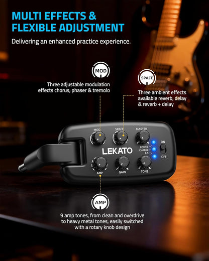 2 Guitar Headphone Amp for Electric Guitar, Bass Guitar Headphone Amplifier - photo 3