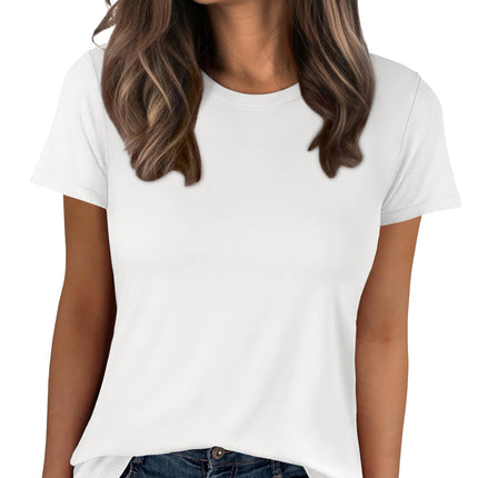Women Short Sleeve Tops Summer Wrinkle-Free Basic Tee Shirts