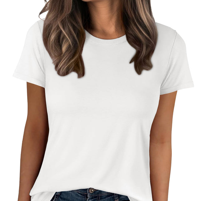 Women Short Sleeve Tops Summer Wrinkle-Free Basic Tee Shirts