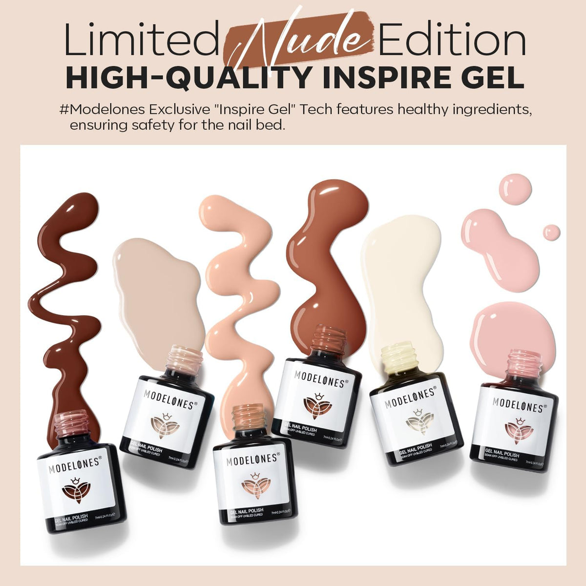 Nude Gel Nail Polish Set - 6 Neutral Milky White, Pink and Brown Colors - photo 2