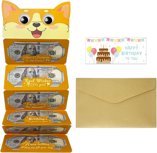 Happy Birthday Money Envelope for Cash,Birthday Card Money Holder with 6 Slots,Surprise Gift for Men Women Girls