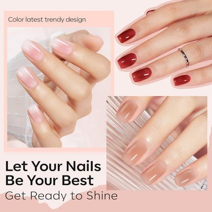 modelones Nail Polish Set 6 Colors Nude Nail Polish Jelly Set Red Pink Quick Dry Spring Summer Nail Polish 5ml (Sheer Nude Set)