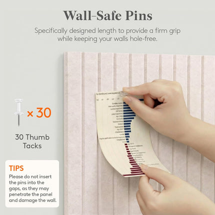 Lifewit Felt Slatted Bulletin Board with Self-Adhesive, 36"x 24"-6 Pack Cork Board Alternative, Pin Board Vision Board Message Board with 30 Pushpins for Office Decor, Room Decor, Oatmeal