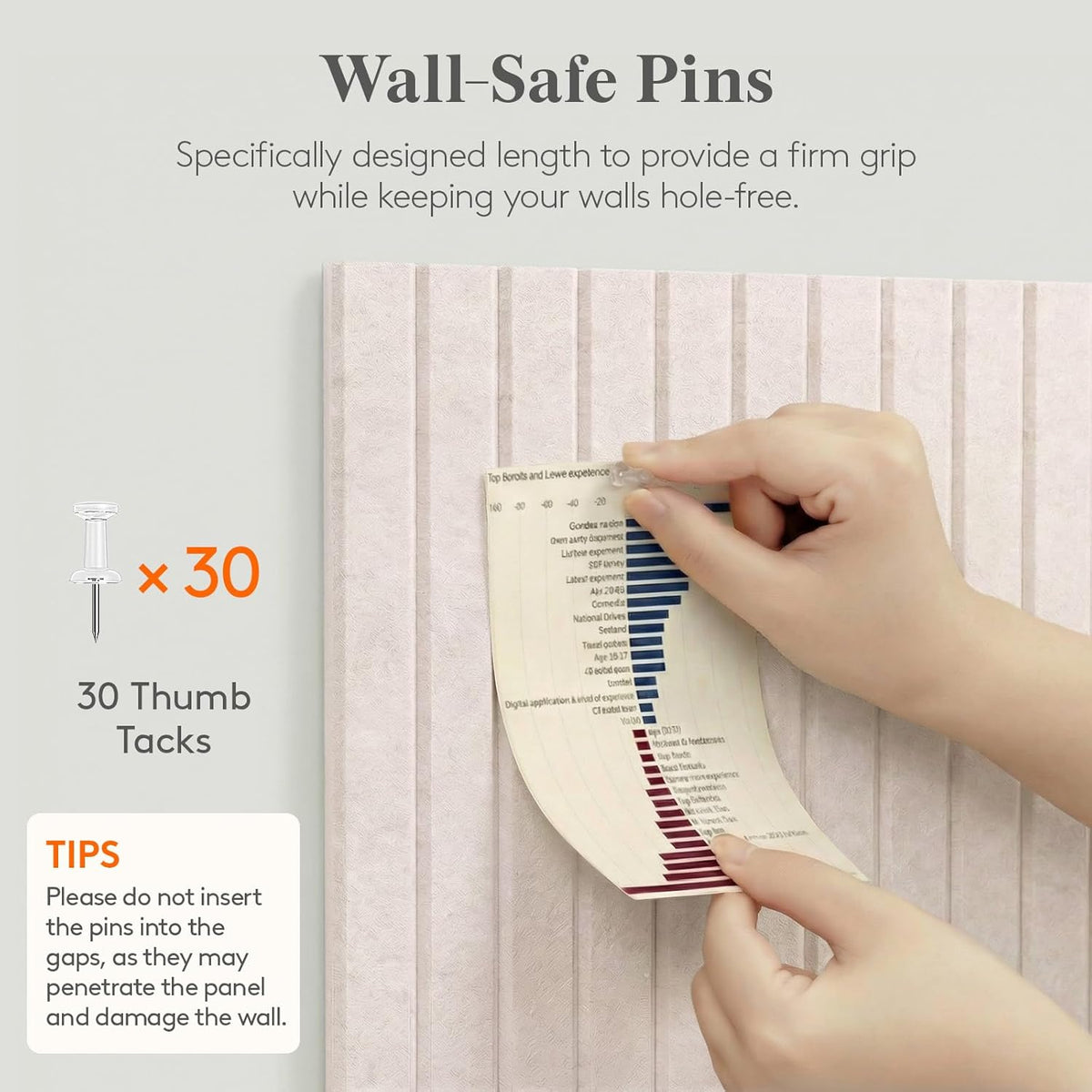 Felt Slatted Bulletin Board 12-Pack, Self-Adhesive Oatmeal Panels with 30 Pushpins - photo 3