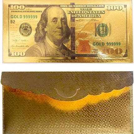 10pcs Business Money Envelopes+10pc Bills Card Gift Gold Foil Plated Bills for Cash Gifts