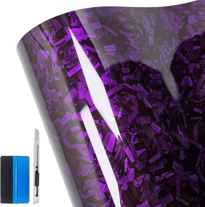 Forged Gloss Carbon Fiber Vinyl Wrap Roll, Purple, 1 ft x 3.5 ft