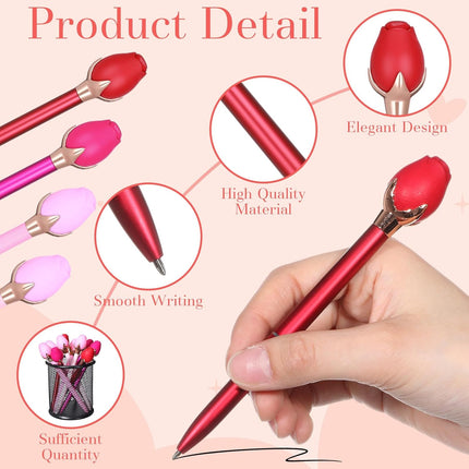 24 Sets Mother's Day Gifts Bulk, Rose Flower Ballpoint Pens with Mother's Day Cards Rose Black Ink Pens Mothers Thank You Gift for Mom Women, Teachers, Office Staff
