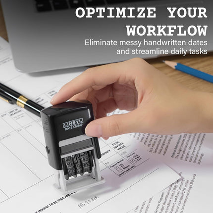 Self-Inking Date Stamp, 12-Year Adjustable Date Stamper with Built-in Black Ink Pad, Perfect for Office, Shipping, Receiving, Invoicing, Expiration & Due Date Marking