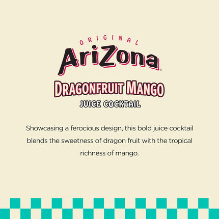 AriZona Dragon Fruit Mango, Fruit Juice Drink - Big Can, 22 Fl Oz (Pack of 12)