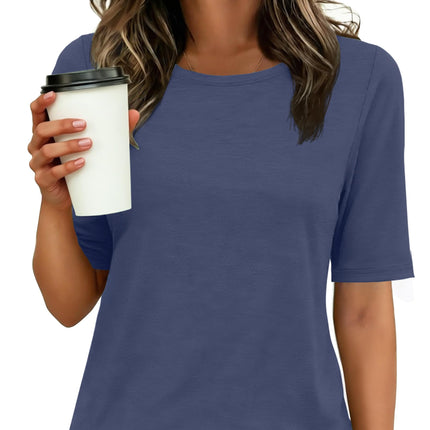 Womens Half Sleeve Tops Crewneck Shirts Basic Fit Work Tee