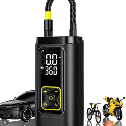 Tire Inflator Portable Air Compressor for Car Tires with Gauge, 150PSI Fast Bike Air Pump for Auto, Motorcycle, Bicycle, Balls, Digital Tire Pump with LED Light, Auto Shut-Off