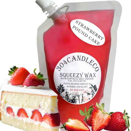 304CandleCo Large Squeeze Soy Wax Melt - 50 SCENTS! - Highly Fragrant & Hand-Crafted - Easy Mix & Match - American Made - Perfect for Wax Warmers (3oz, Strawberry Pound Cake)