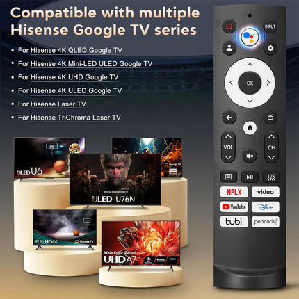Voice Remote Control Replacement for Hisense Smart Google TV，Compatible with Hisense QLED UHD Mini-LED ULED Google TVs