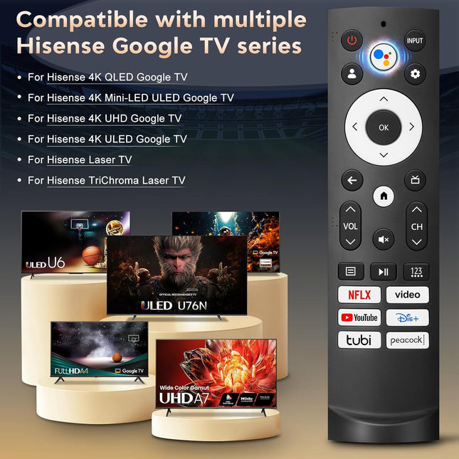 NexWave OndaNex Voice Remote Control Replacement for Hisense Smart Google TV，Compatible with — Smart Tech