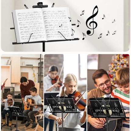 K KASONIC Music Stand, 2 in 1 Dual-Use Folding Sheet Music Stand & Desktop Book Stand, Portable Lightweight with Music Sheet Clip Holder Carrying Bag