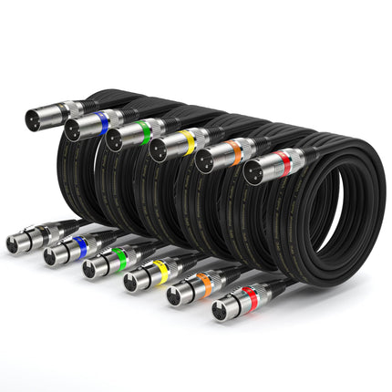 XLR Cable 20ft 4 Pack - Mic Cables Balanced DMX Cable Male to Female