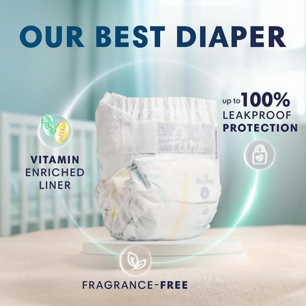 Pampers Pure Baby Diapers, Size 4 (22-37 lbs), 150, Up to 100% Leakproof, Premium Hypoallergenic Soft Diapers