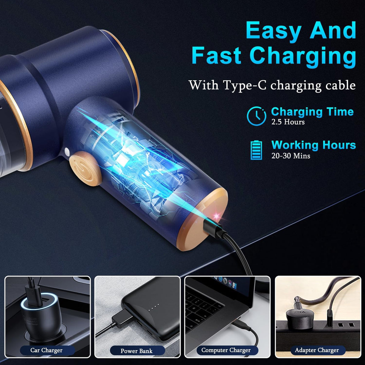 Handheld Car Vacuum Cleaner and Air Duster, 9000Pa 120W with LED Light - photo 4