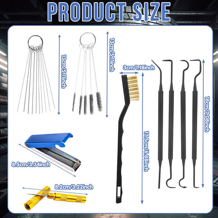 9Pcs Carburetor Cleaning Tool, Carb Jet Cleaning Kit & Welding Tip Cleaner with Stainless Steel Needles, Brushes & Hooks for Motorcycle ATV Chainsaw & Welder Professional