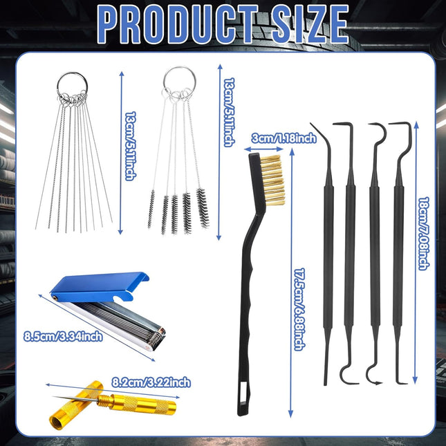 9-Piece Carburetor Jet Cleaning Tool and Welding Tip Cleaner Kit