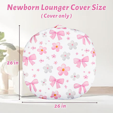 Hooyax Newborn Lounger Cover - Soft Baby Lounger Cover with Bow Prints, Breathable Infant Lounger Cover for Newborn Boys Girls, Washable Lounger Protector (Bow)