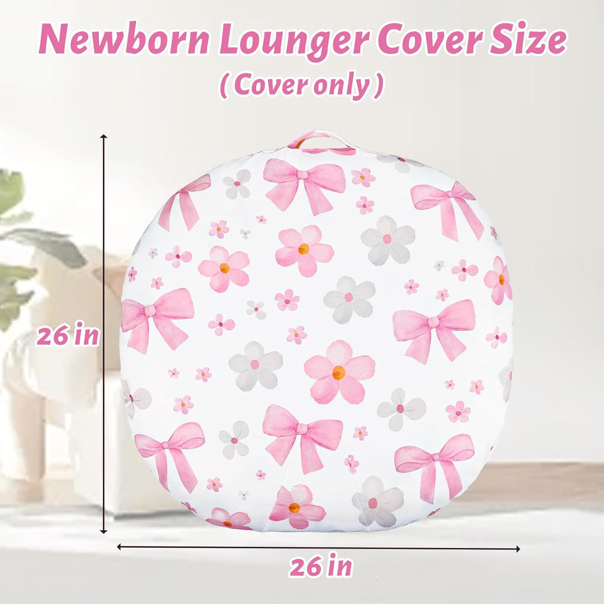 Newborn Lounger Cover - Soft Baby Lounger Cover with Bow Prints, Breathable Infant Lounger Cover for - photo 5