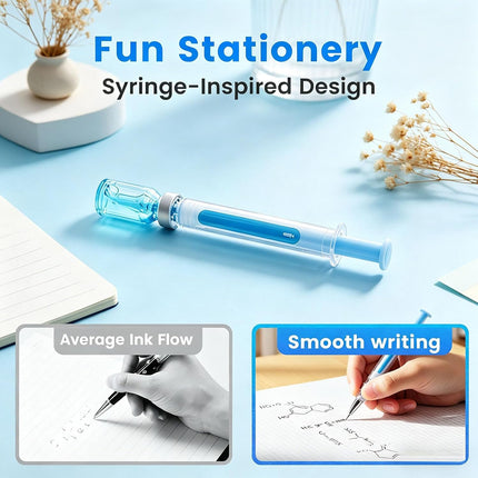 9 Pack Syringe Shaped Ink Pens, 2026 New Creative Syringe Shaped Gel Ink Pens for Funny,Nurse Accessories for Work and Nursing School Supplies, 0.38mm Black Neutral Pen