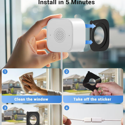 3MP 2K Window Camera, WiFi Indoor Cameras for Home Security with Blacklight Max Color Night Vision, AI Human Vehicle Detection, Plug-in, 911 Emergency Dispatch, Easy Install